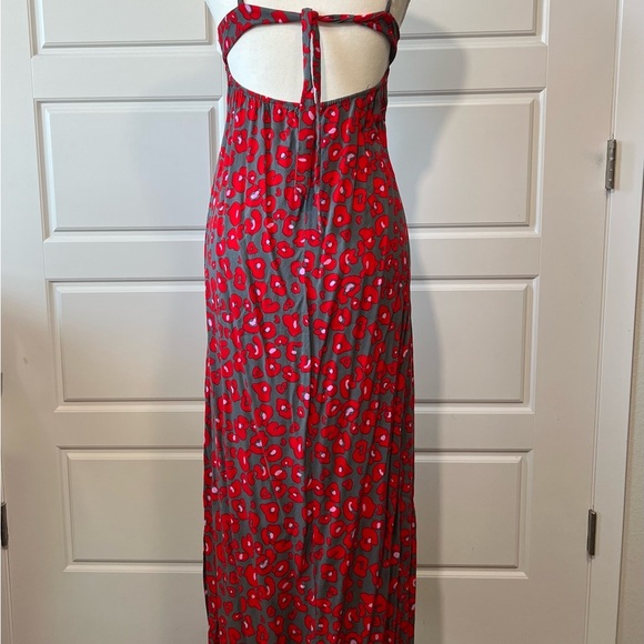 Beautiful Nomad Women’s SM Maxi Floral Red & Gray Leopard Print Sleeveless Dress - Picture 4 of 8